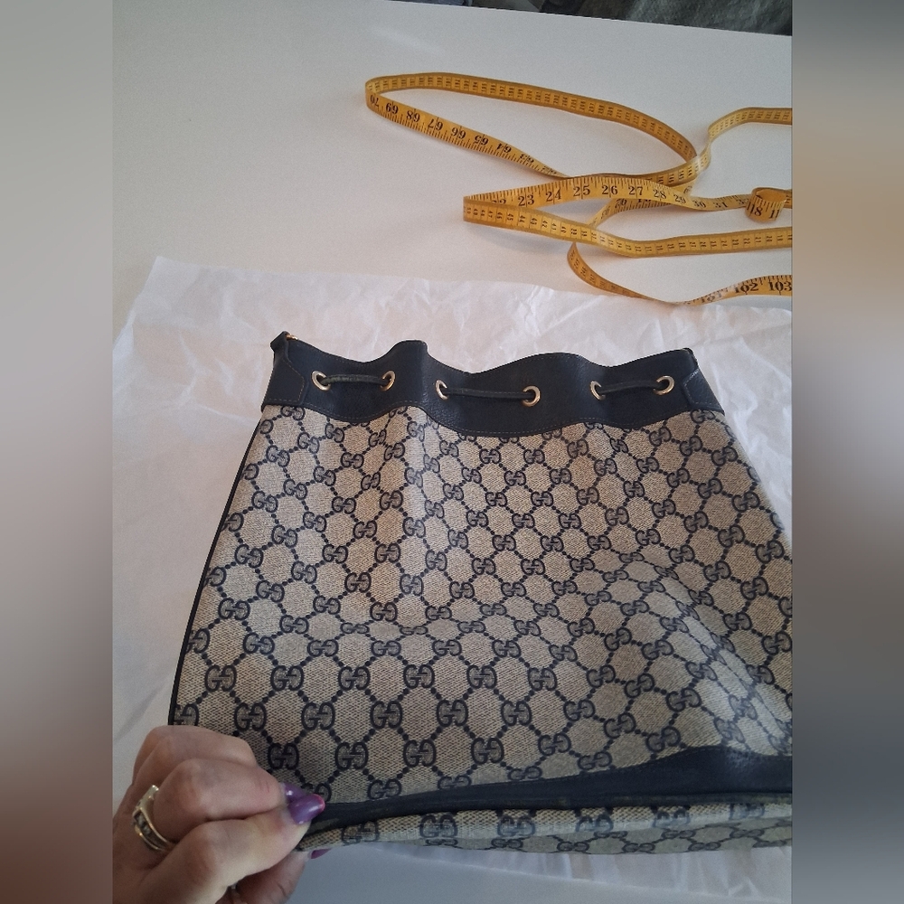 Gucci Authentic, Vintage Blue & Beige Monogram Shoulder Bag  (No Strap) - Picture 2 of 12